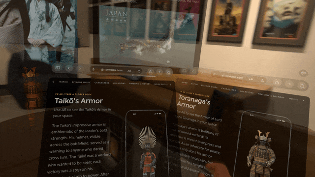 Apple Vision Pro gif of Shogun viewing suite