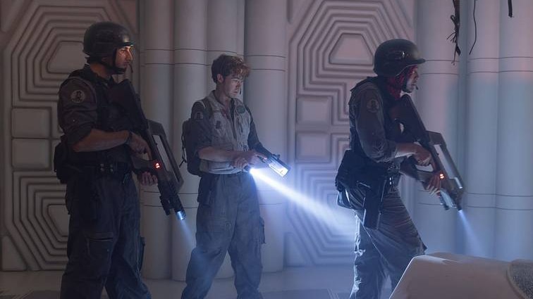 tactical soldiers with flashlights walking through the maginot