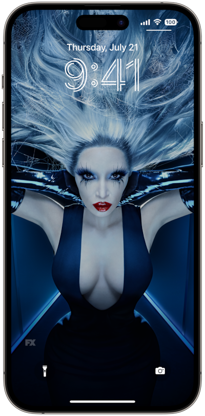 AHS: Delicate lock screen of a woman with white hair and long eyelashes
