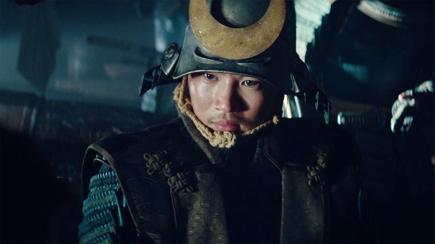 Kashigi Omi inspects the Erasmus in full armor in FX's Shogun