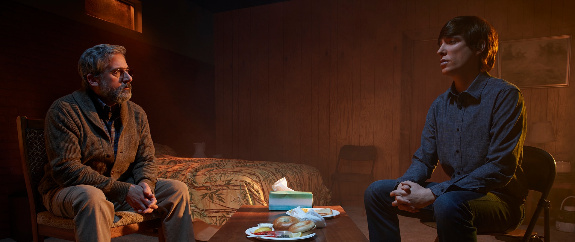 Steve Carell as Alan Strauss and Domhnall Gleeson as Sam Fortner in FX's The Patient.