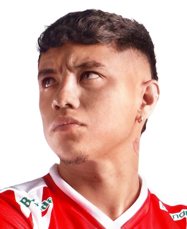 Emilio Pelon Lara headshot wearing a red and white jersey, from FX's Necaxa.