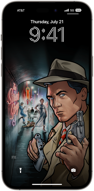 Archer wearing a beige fedora and coat, holding a flask and weapon, standing in a dark alley