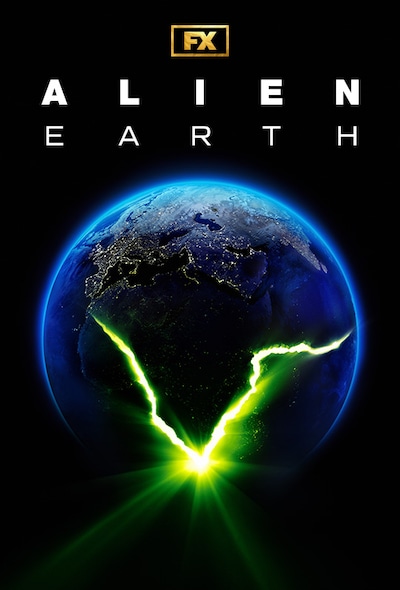 Earth cracking open with a green light coming from with.