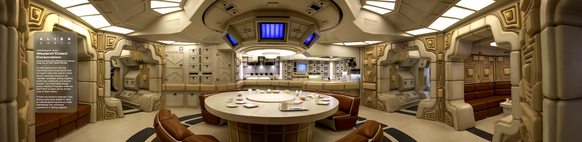 Panoramic image of the galley from FX's Alien: Earth