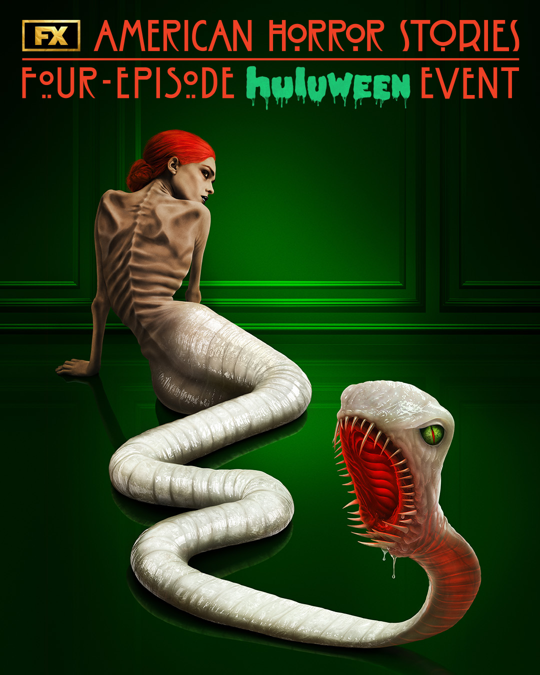 Emaciated figure with legs that turn into a tapeworm for FX’s American Horror Stories Huluween event