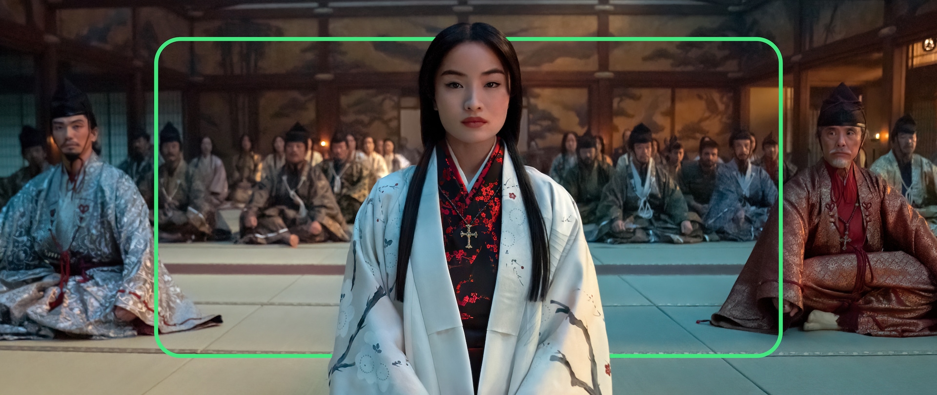 Mariko with a green outline for FX's Shōgun