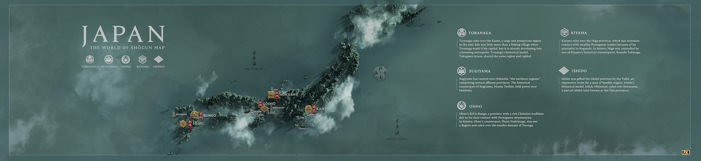 Panoramic map of Japan for FX's Shogun