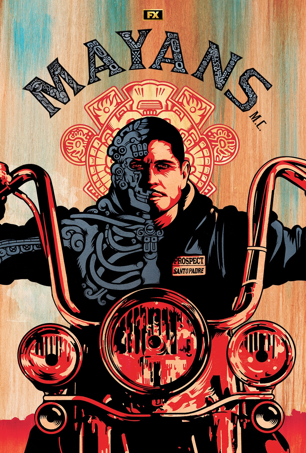 Drawing of JD Pardo wearing a hoodie and riding a motorcycle while half his body is skeleton