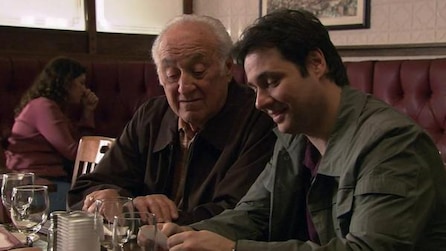Two men sitting and having lunch
