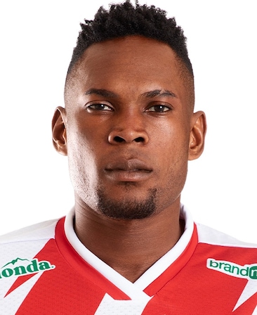 Diber Cambi Cambindo headshot in a red and white jersey, from FX's Necaxa.
