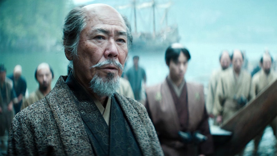 Close up of Hiromatsu talking with Yabushige in FX's Shogun