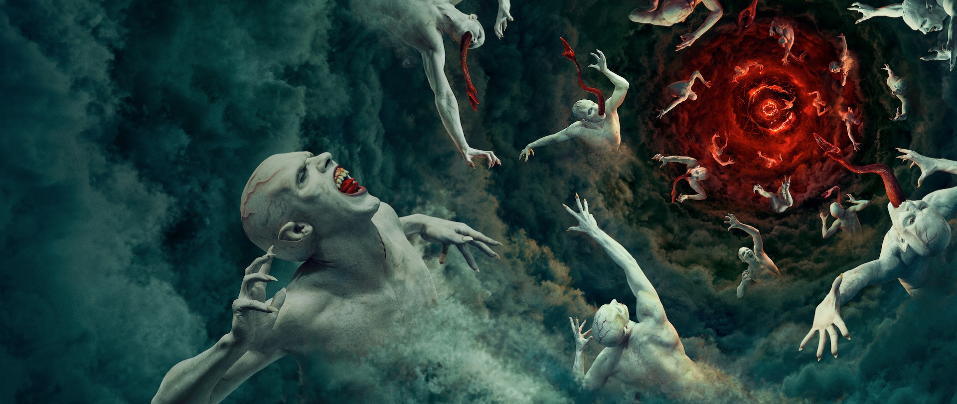 Long-tounged demon-filled hurricane with fiery red center for FX's The Strain.