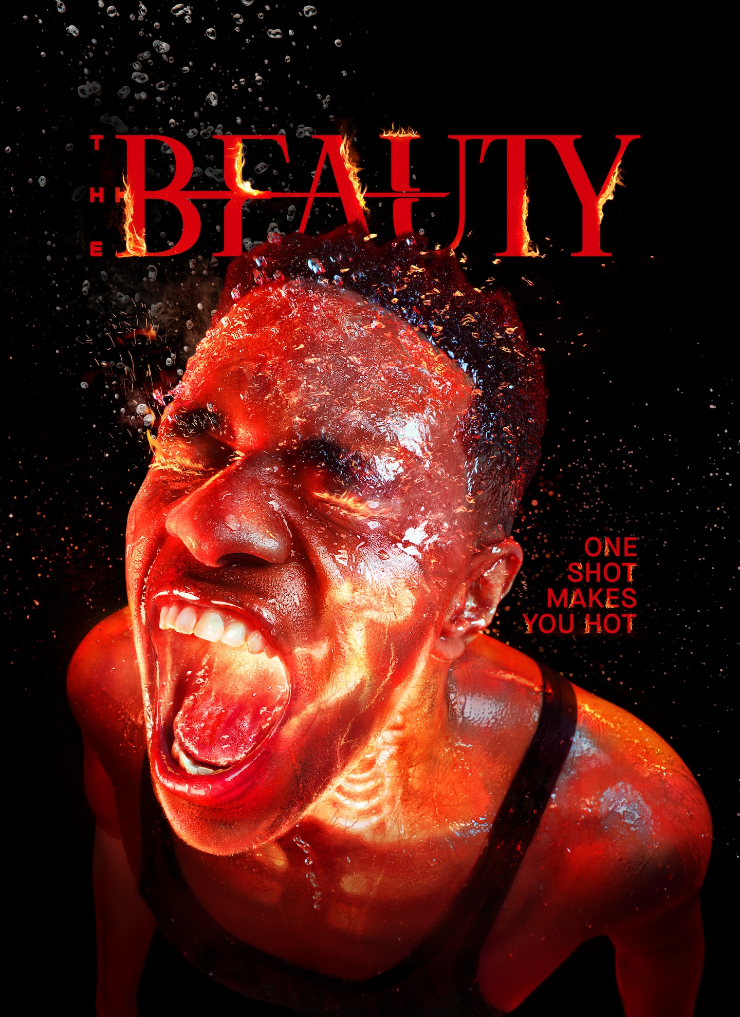 Jeremy Pope screaming underwater with his body glowing.