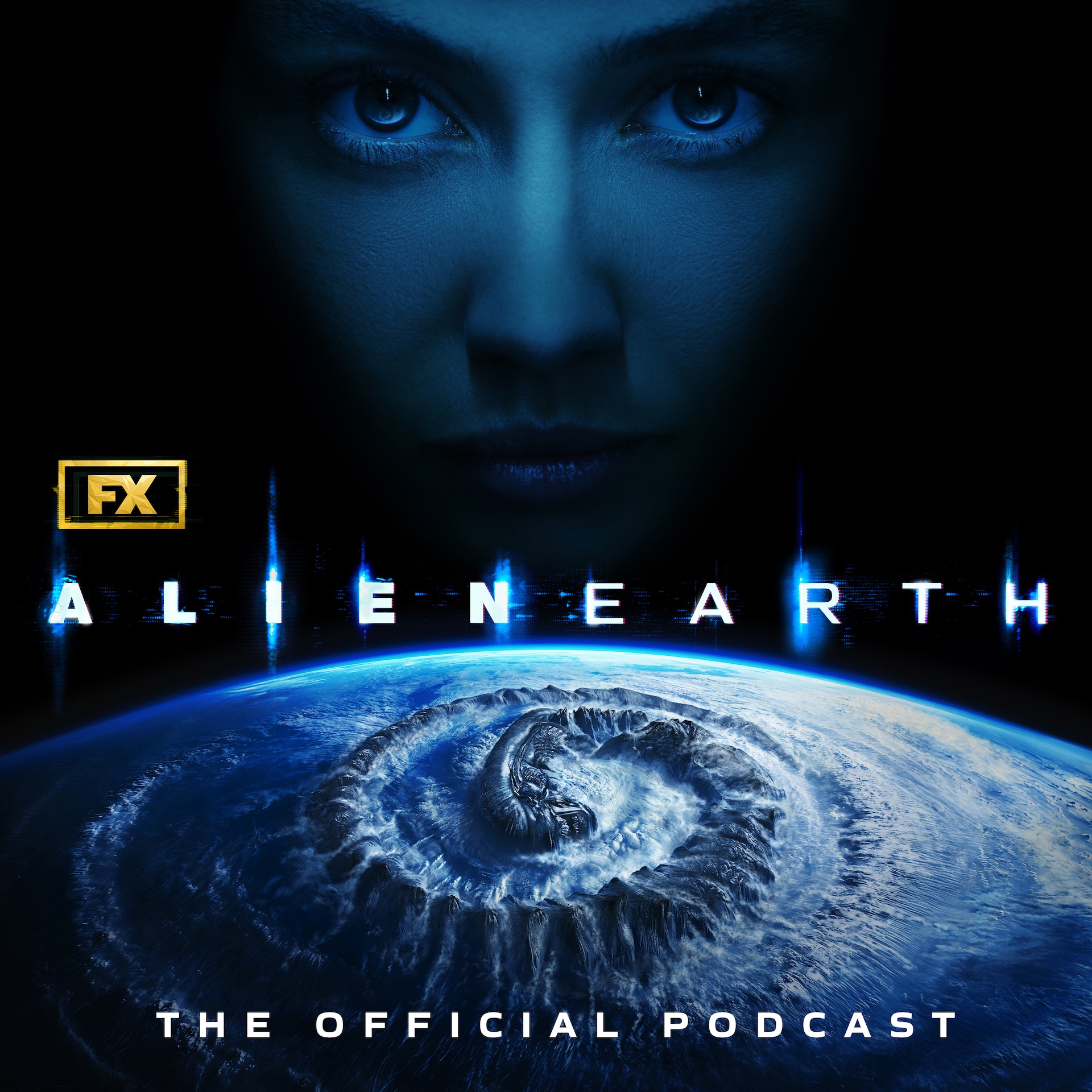 Wendy hovering over earth with a xeno etched into it.