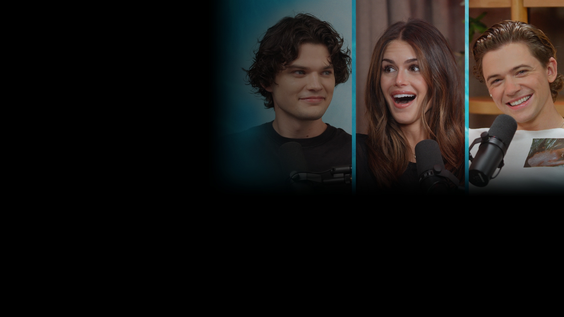 The cast of The Shards cast featured side by side for the audio podcast.