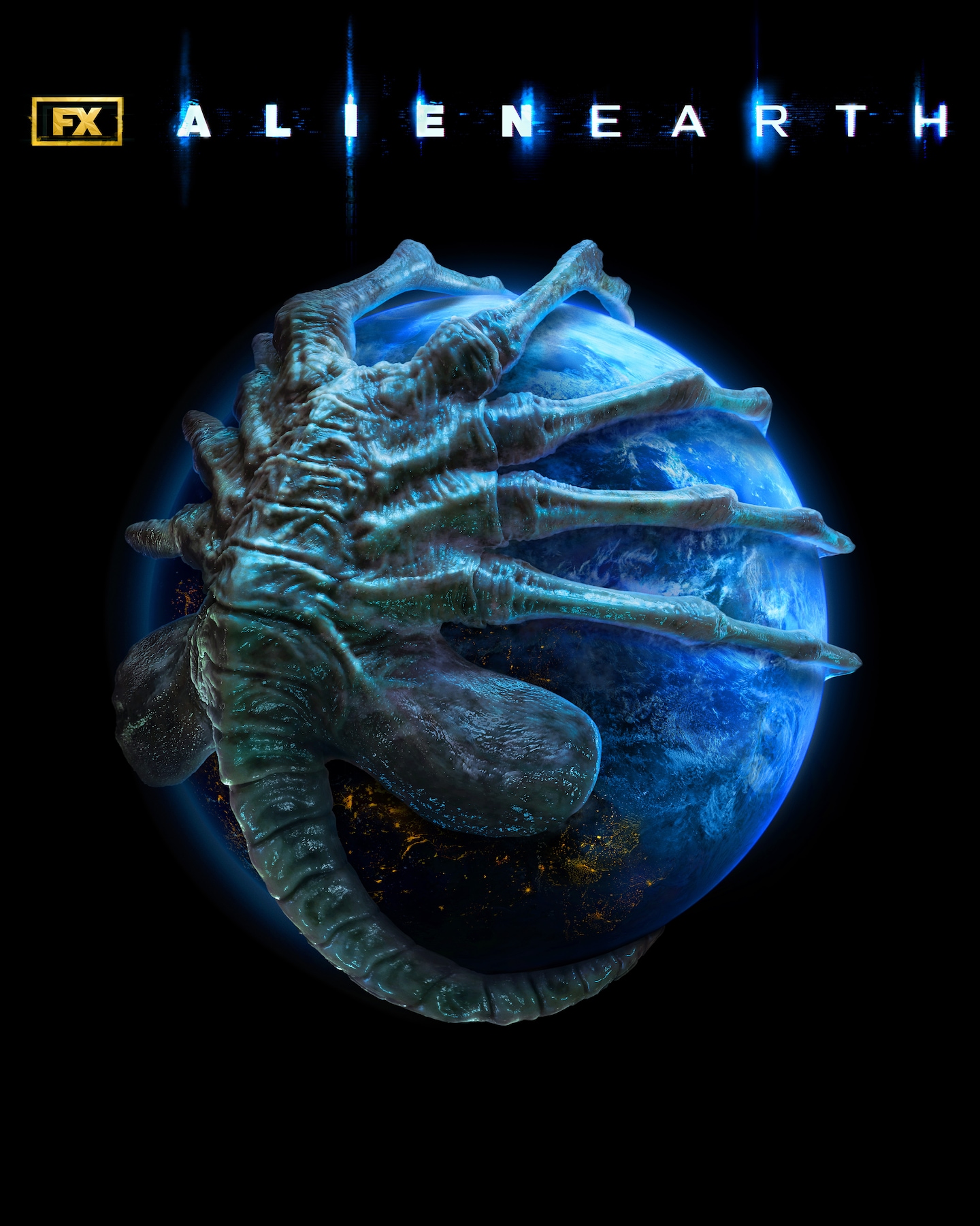 A face hugger wrapped around Earth.