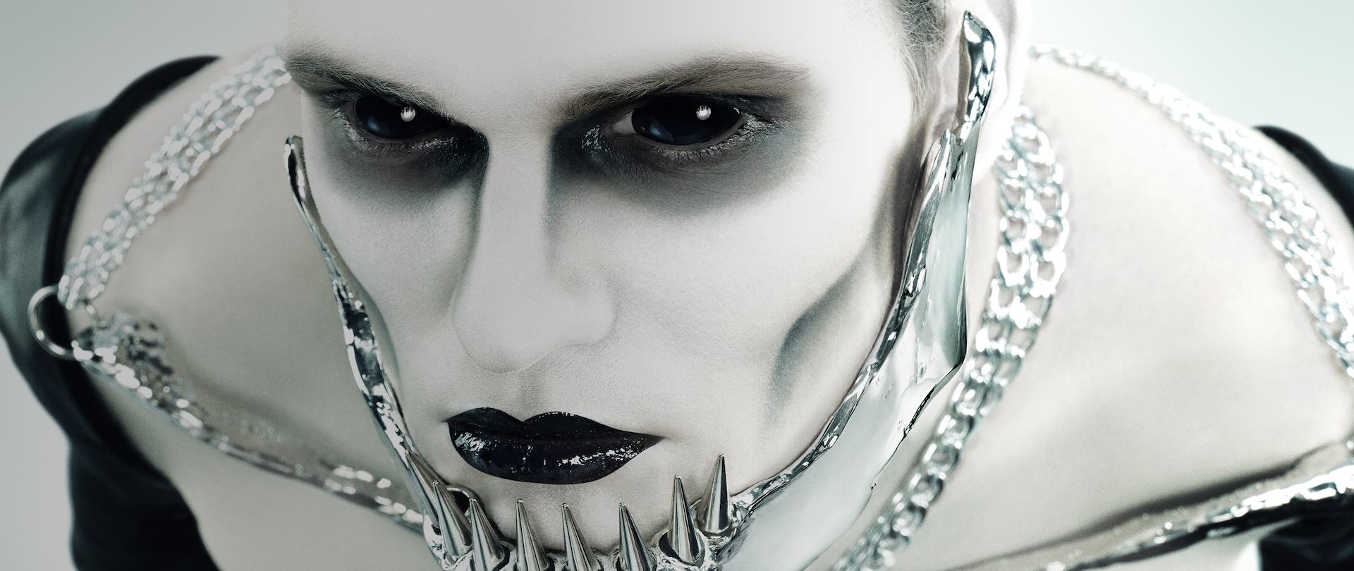 American Horror Story 11 NYC man staring with black eyes and covered in chains