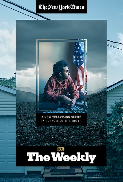 Young man in an MIT sweatshirt sitting by a window with an American flag behind him for FX's documentary series The Weekly