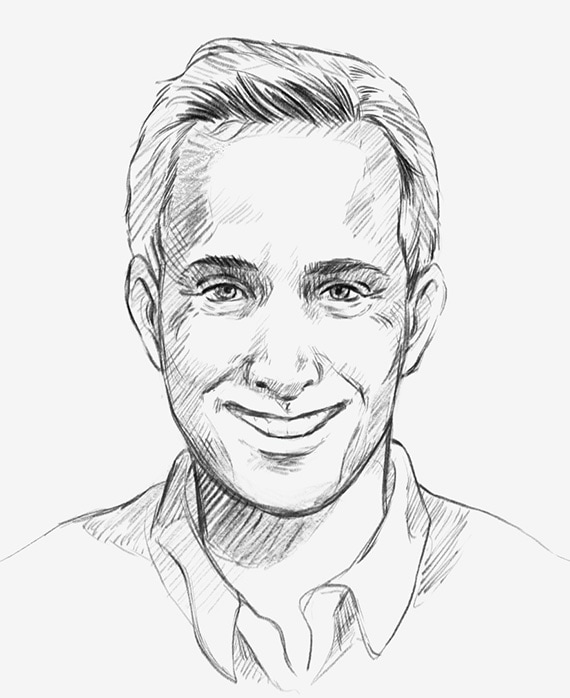 Jeremy Gold headshot as a sketch wearing a collared shirt