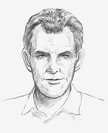 Michael Jackson headshot drawn as a sketch wearing a collared shirt