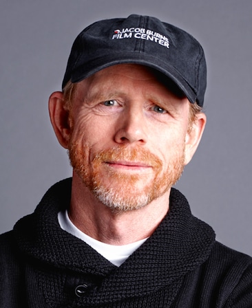 Ron Howard headshot wearing a black hoodie and a "Jacob Burns film Center" baseball cap