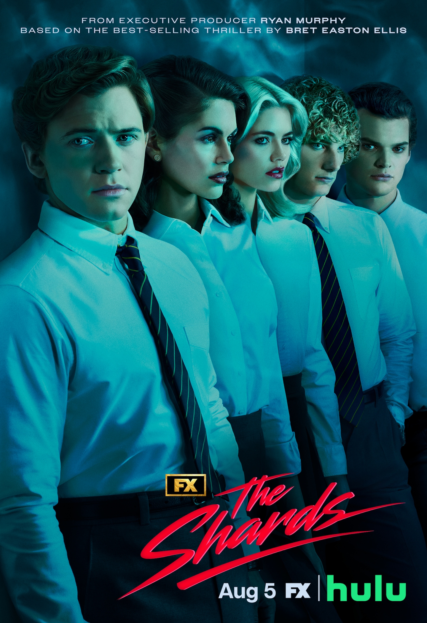 FX's The Shards full cast wearing formal attire, lit by pool lighting.